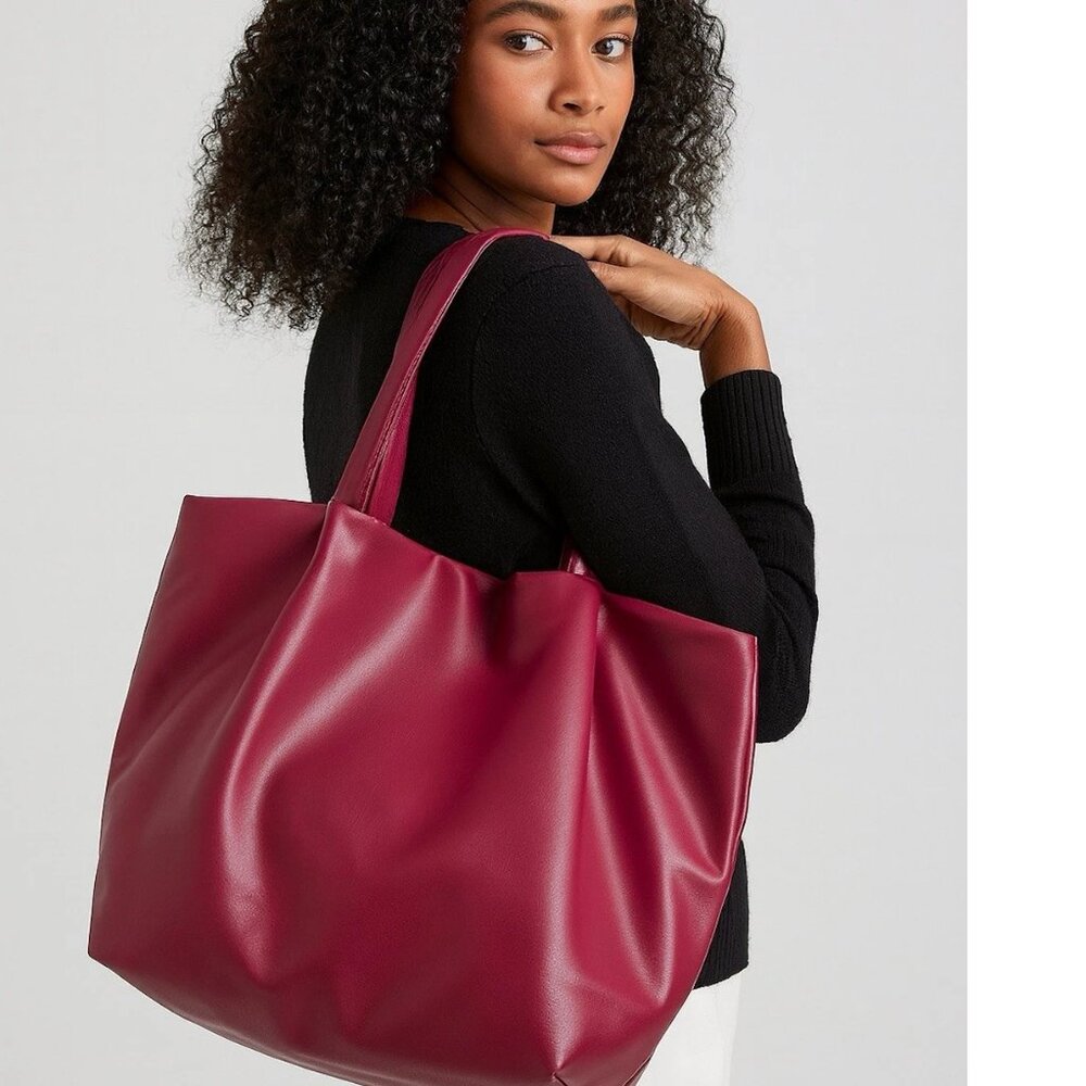 Neiman Marcus Leather - like Plum Tote